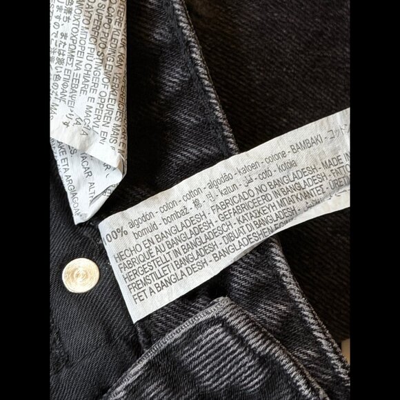 New Zara Jean Shorts 00 Womens Black Mid Rise Cut Off Denim Frayed Button Fly - Picture 9 of 10